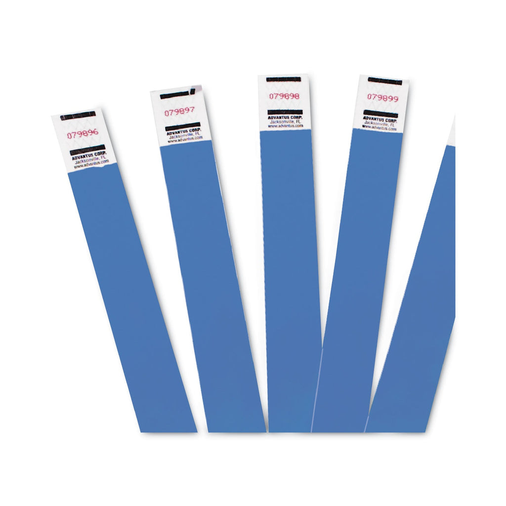 Advantus Crowd Management Wristbands, Sequentially Numbered, 9.75" x 0.75", Blue, 500/Pack