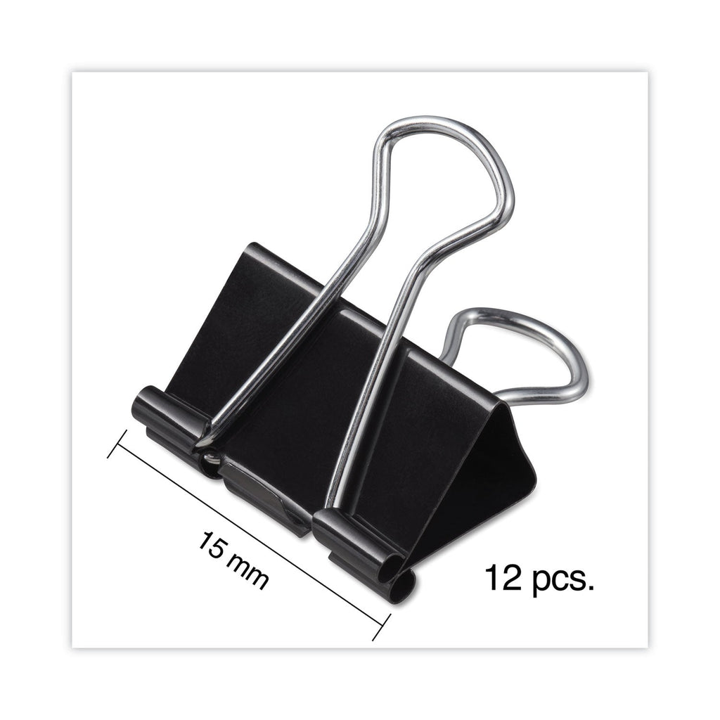 Universal Binder Clips, Mini, Black/Silver, 12/Box