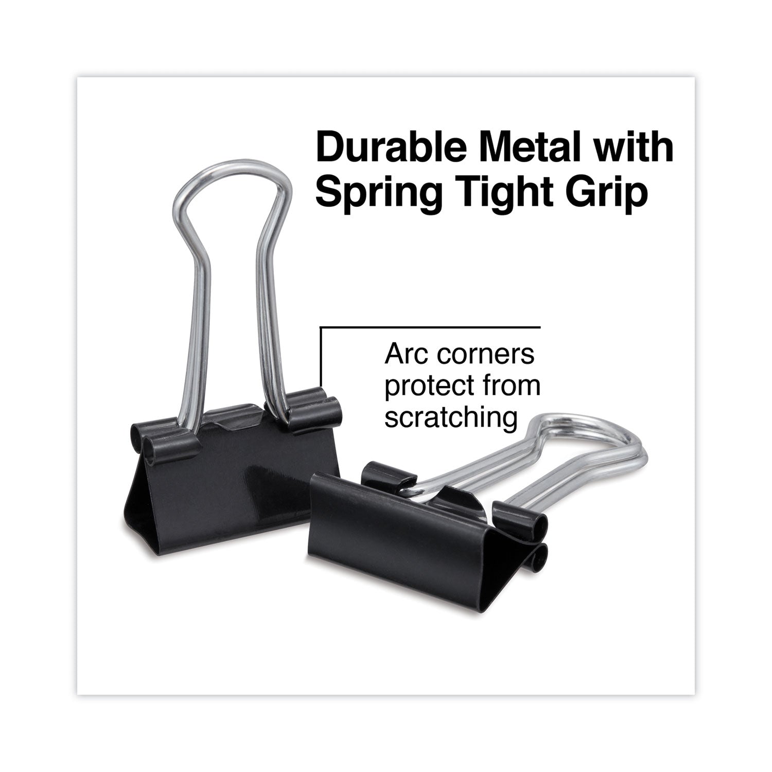Universal Binder Clips with Storage Tub, Small, Black/Silver, 40/Pack
