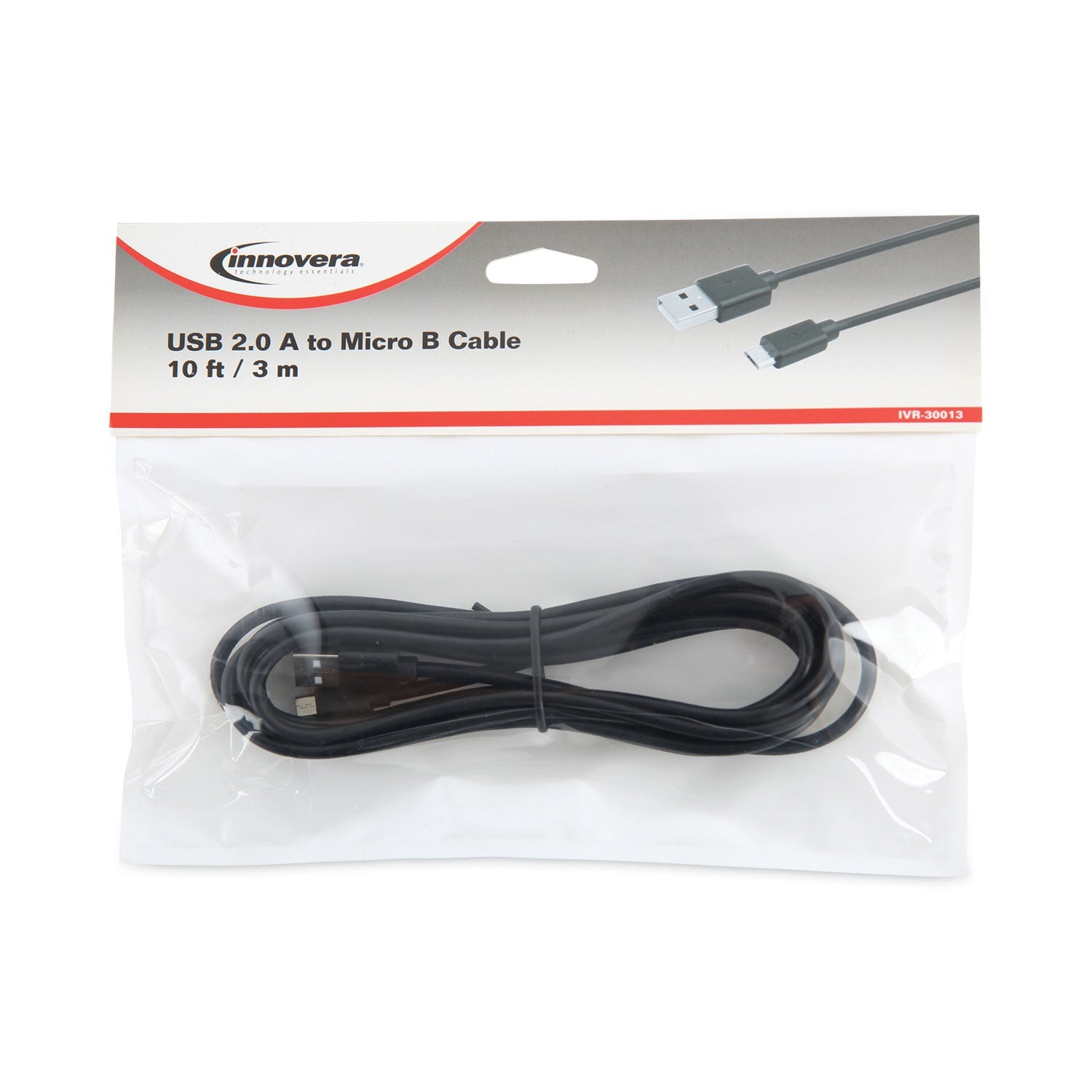 Innovera USB to Micro USB Cable, 10 ft, Black