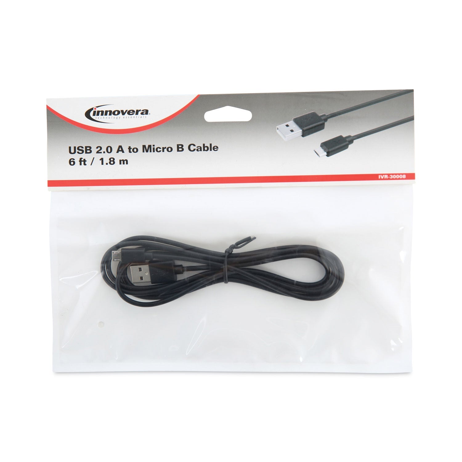 Innovera USB to Micro USB Cable, 6 ft, Black