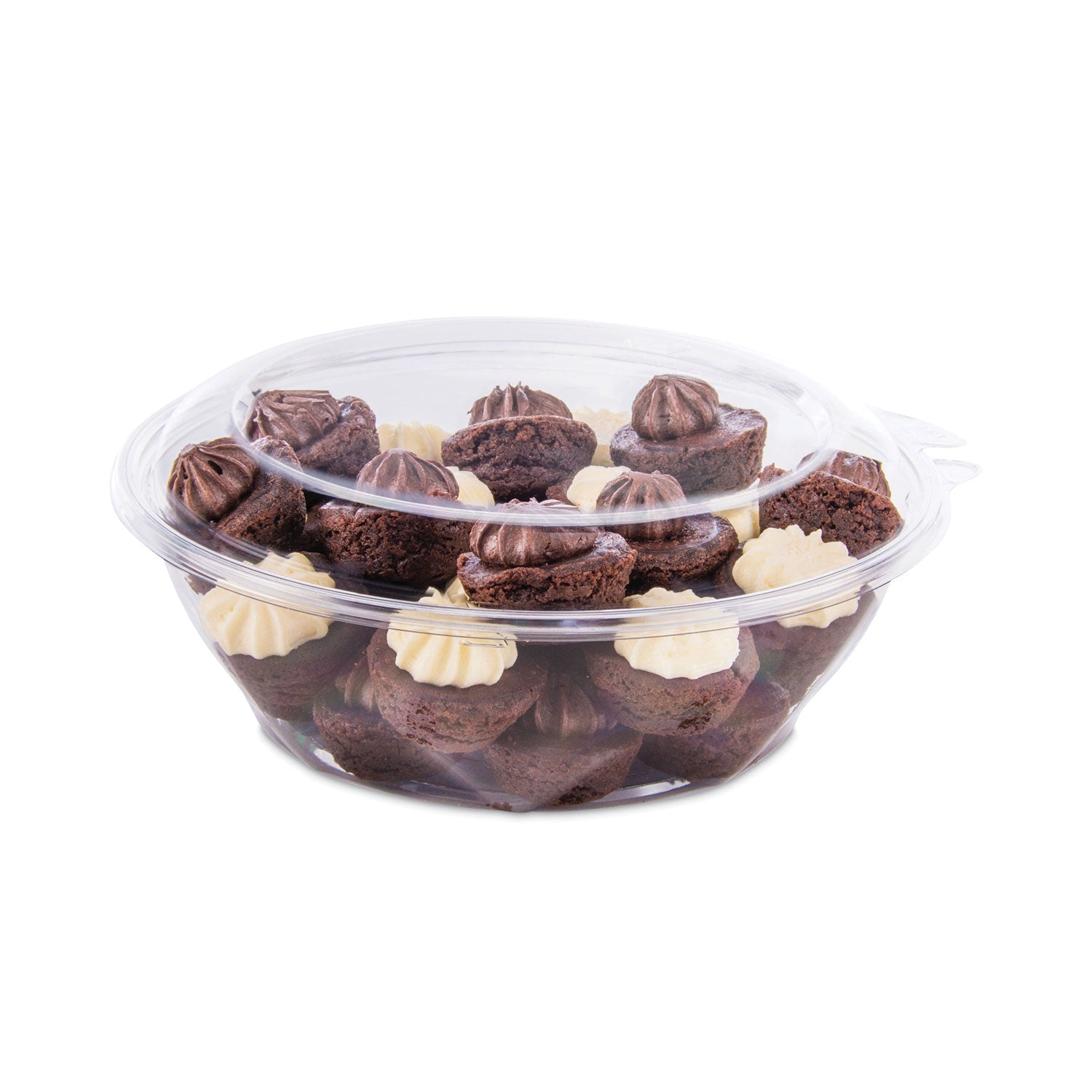 Dart Tamper-Resistant, Tamper-Evident Bowls with Dome Lid, 48 oz, 8.9" Diameter x 3.4"h, Clear, Plastic, 100/Carton
