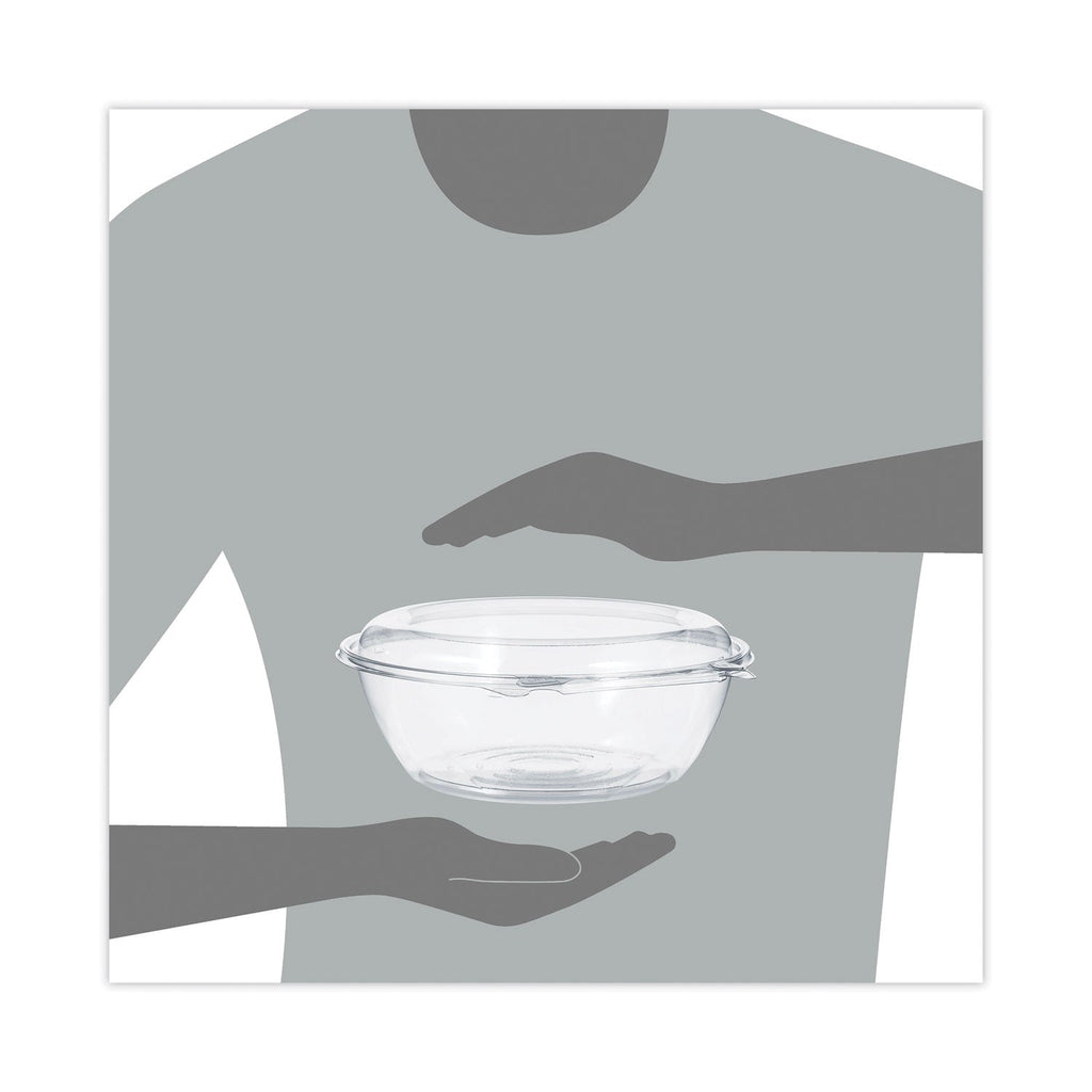 Dart Tamper-Resistant, Tamper-Evident Bowls with Dome Lid, 48 oz, 8.9" Diameter x 3.4"h, Clear, Plastic, 100/Carton