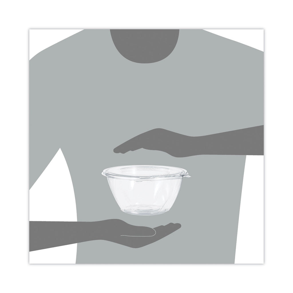 Dart Tamper-Resistant, Tamper-Evident Bowls with Flat Lid, 32 oz, 7" Diameter x 3.2"h, Clear, Plastic, 150/Carton