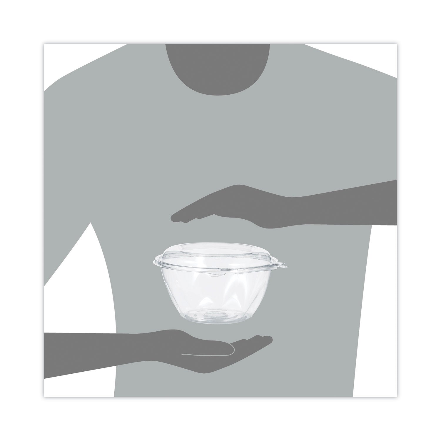 Dart Tamper-Resistant, Tamper-Evident Bowls with Dome Lid, 32 oz, 7" Diameter x 3.4"h, Clear, Plastic, 150/Carton