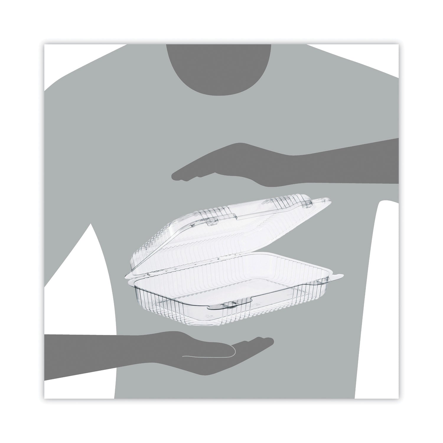 Dart StayLock Clear Hinged Lid Containers, 9.4 x 6.8 x 2.1, Clear, Plastic, 250/Carton