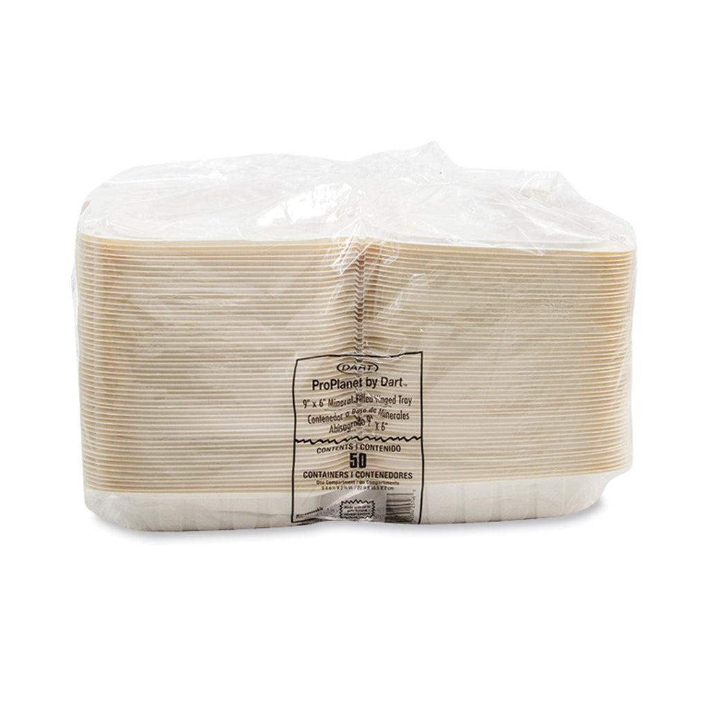 ProPlanet Hinged Lid Containers, Hoagie Container, 6.5 x 9 x 2.8, White, Plastic, 200/Carton