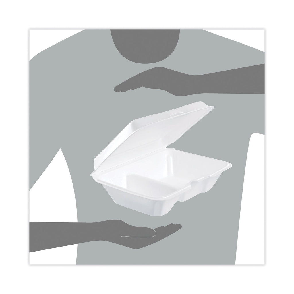 Dart Foam Hinged Lid Containers, 6.4 x 9.33 x 2.9, White, 100/Bags, 2 Bags/Carton