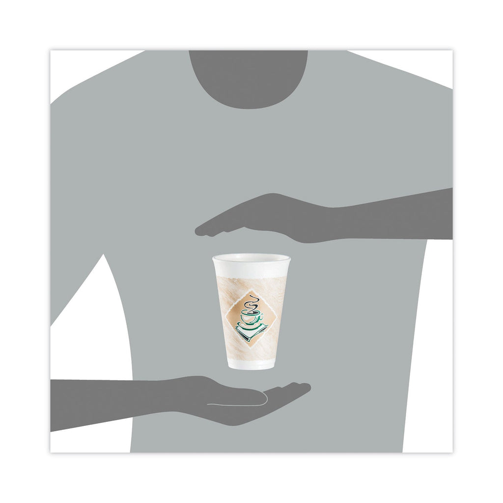 Dart Cafe G Foam Hot/Cold Cups, 16 oz, Brown/Green/White, 1,000/Carton