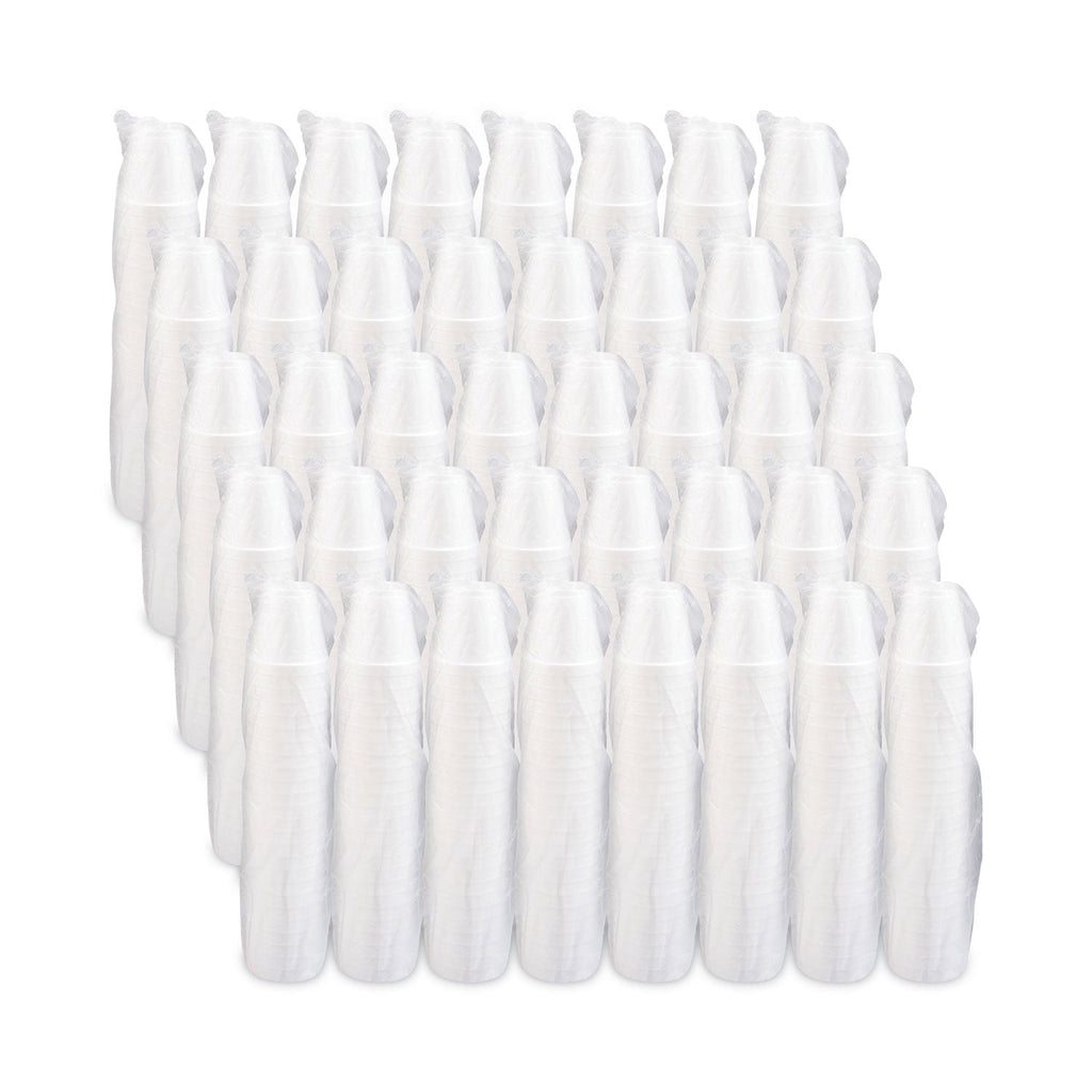 Dart Foam Drink Cups, 8 oz, White, 25/Bag, 40 Bags/Carton