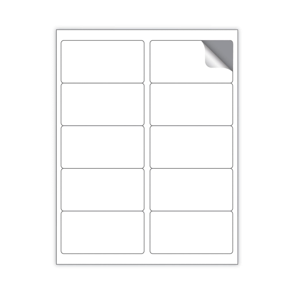 MACO Cover-All Opaque Laser/Inkjet Shipping Labels, Inkjet/Laser Printers, 2 x 4, White, 10 Labels/Sheet, 250 Sheets/Box