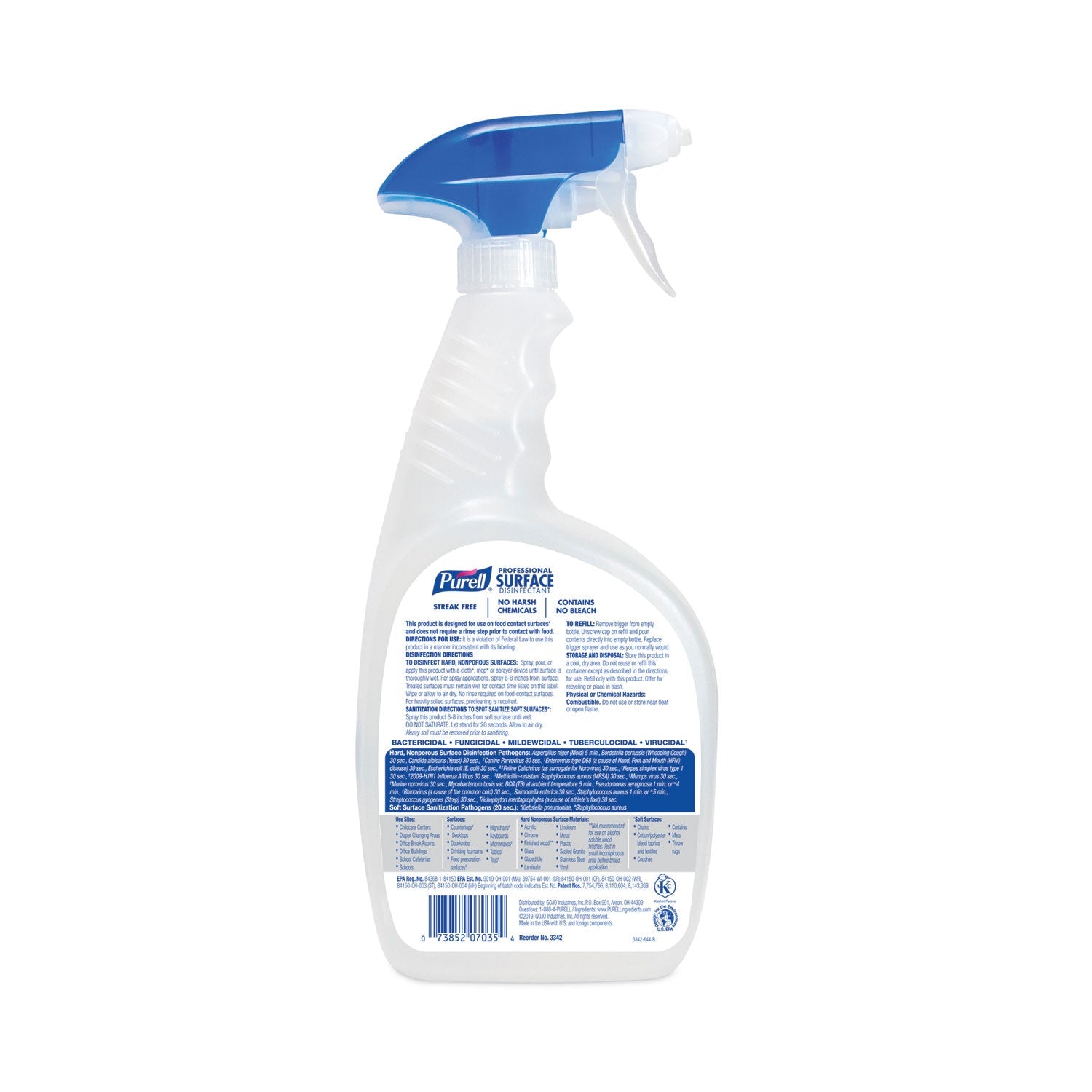 PURELL Professional Surface Disinfectant, Fresh Citrus, 32 oz Spray Bottle, 6/Carton