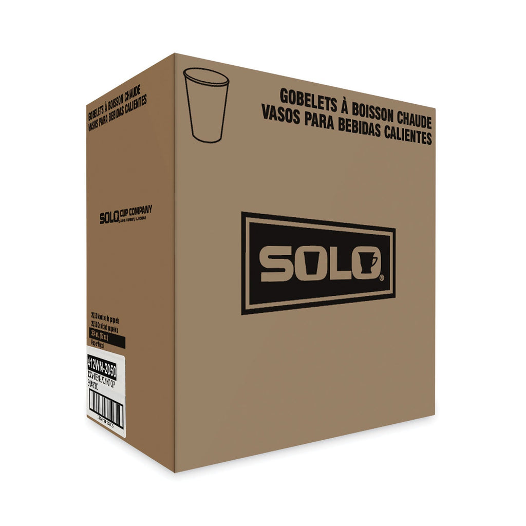 Dart Single-Sided Poly Paper Hot Cups, 12 oz, White, 50/Bag, 20 Bags/Carton