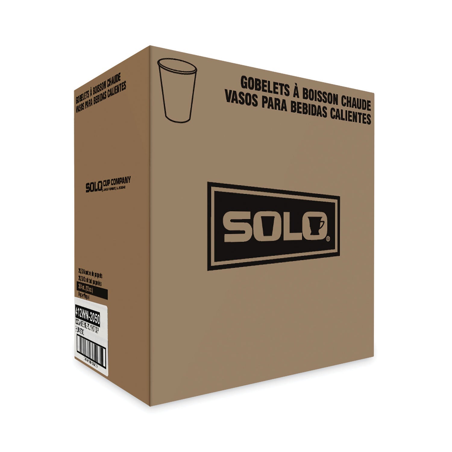 Dart Single-Sided Poly Paper Hot Cups, 12 oz, White, 50/Bag, 20 Bags/Carton