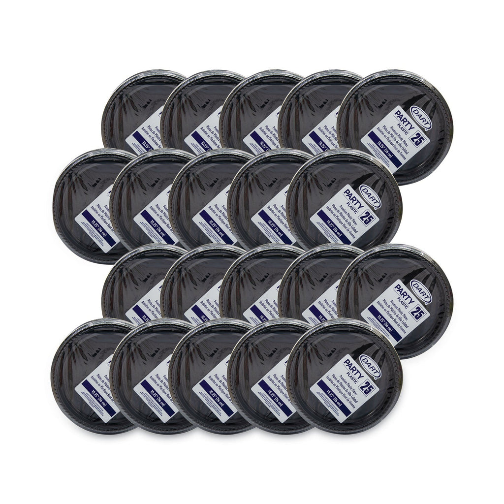Dart Party Plastic Plates, 10.25 dia", Black, 500/Carton