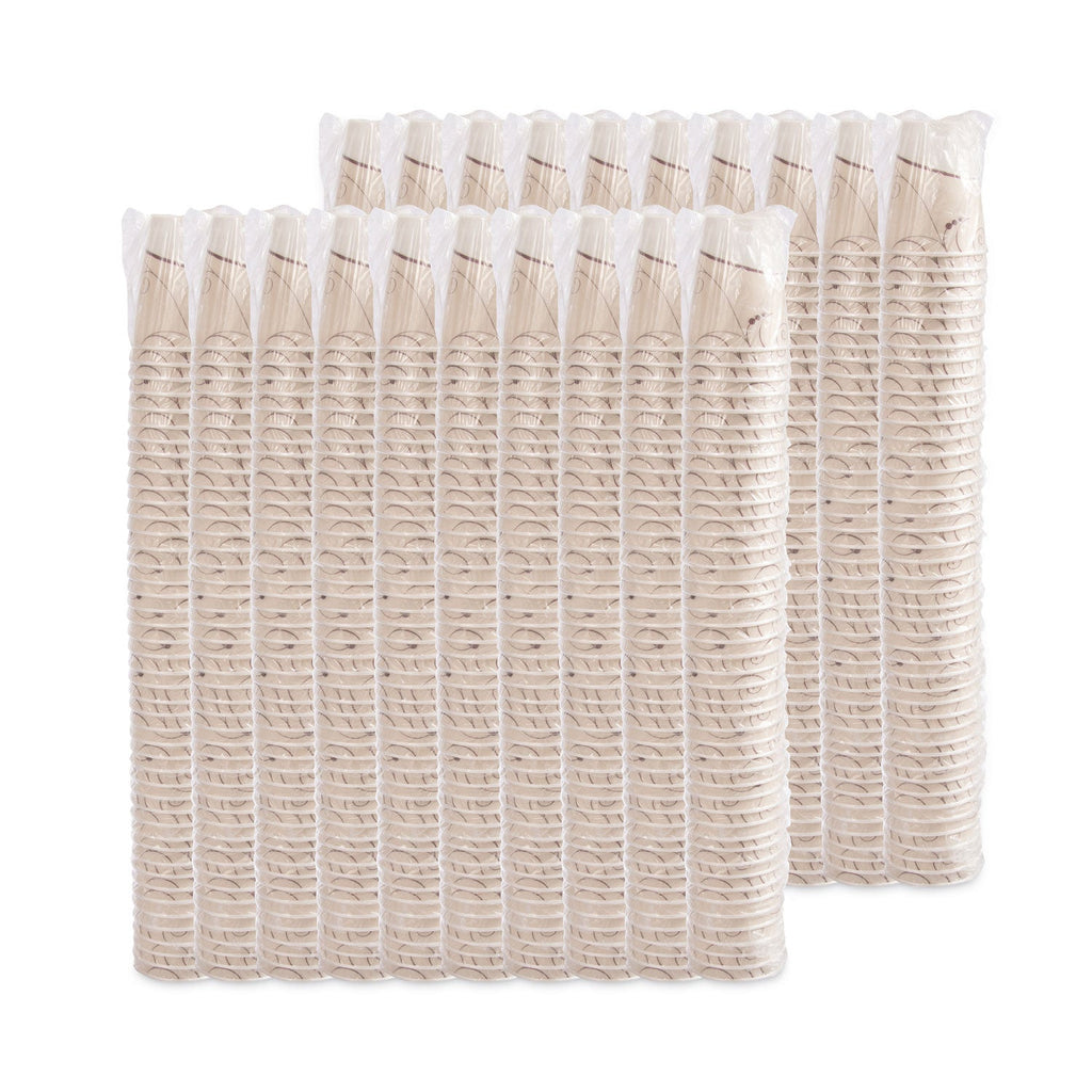 Dart Trophy Plus Dual Temperature Insulated Cups in Symphony Design, 9 oz, Beige, Individual Wrapped, 900/Carton