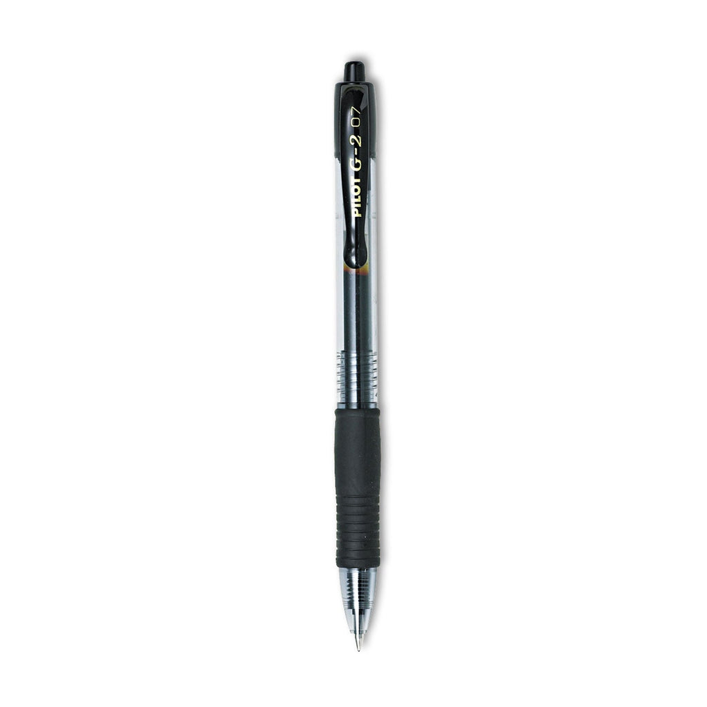 Pilot G2 Premium Gel Pen, Retractable, Fine 0.7 mm, Black Ink, Smoke Barrel, 2/Pack
