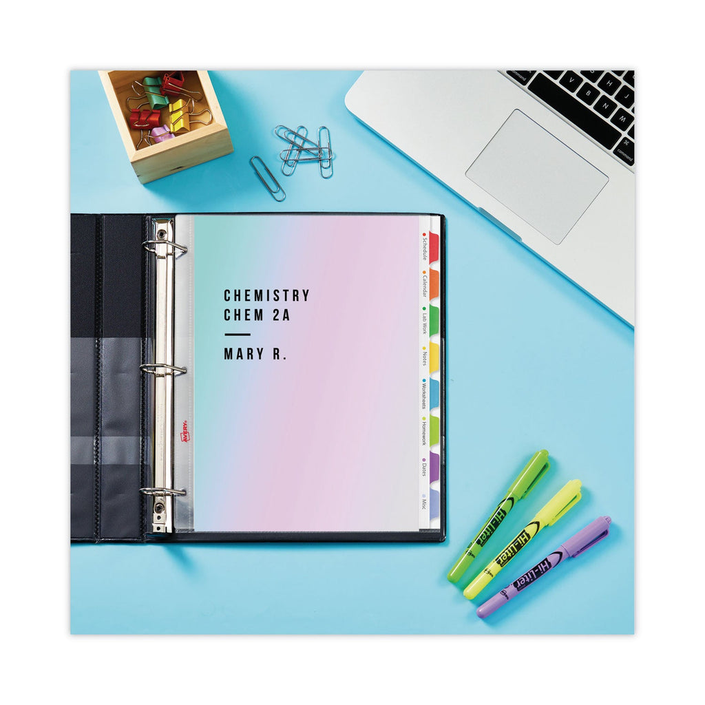 Avery Clear Easy View Plastic Dividers with Multicolored Tabs and Sheet Protector, 8-Tab, 11 x 8.5, Clear, 1 Set