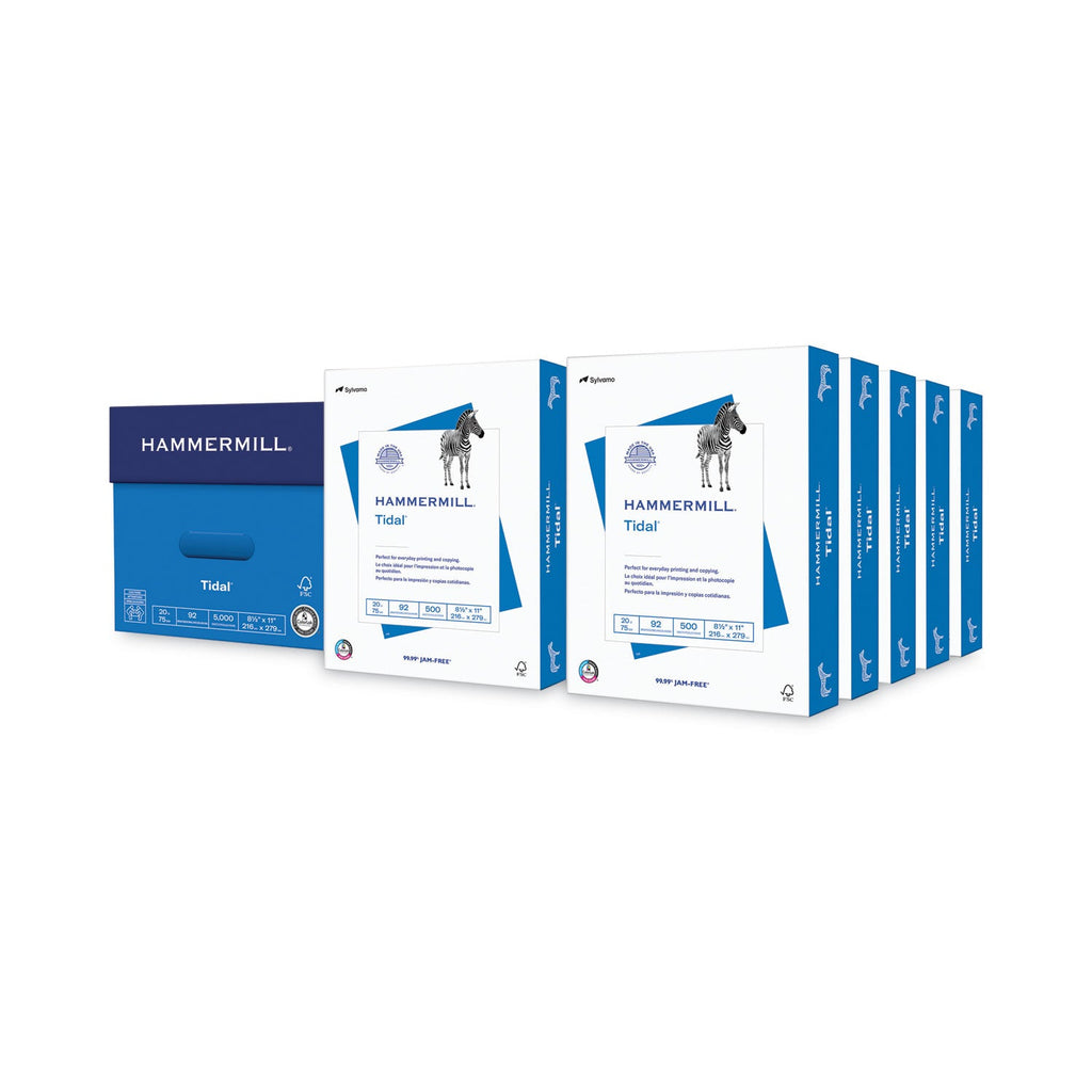 Hammermill Tidal Print Paper, 92 Bright, 20 lb Bond Weight, 8.5 x 11, White, 500 Sheets/Ream, 10 Reams/Carton