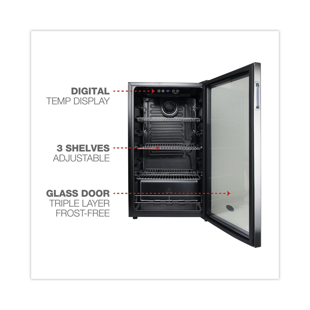 Alera 3.4 Cu. Ft. Beverage Cooler, Stainless Steel/Black
