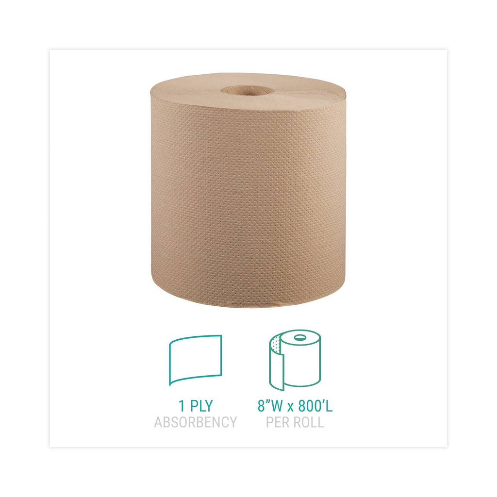 Windsoft Hardwound Roll Towels, 8" x 800 ft, Natural, 6 Rolls/Carton