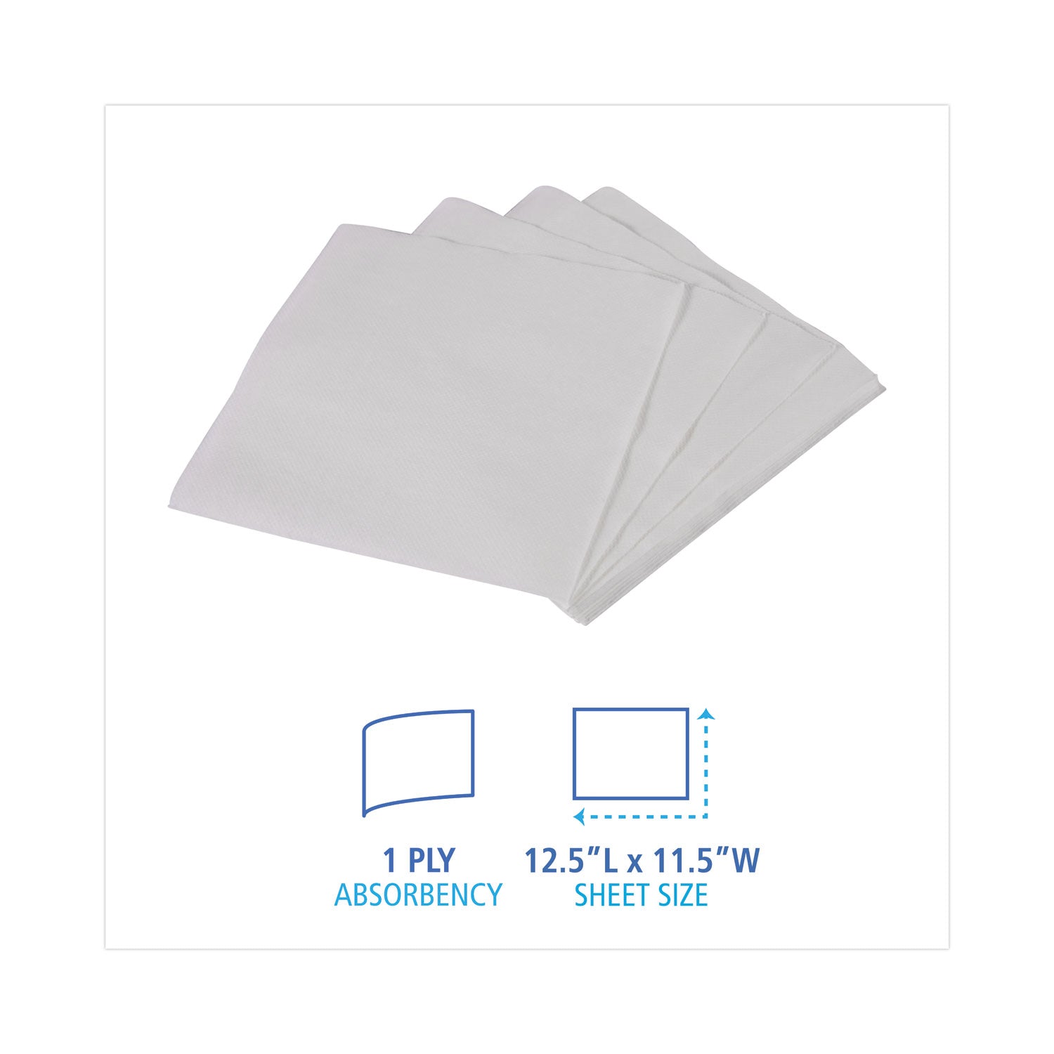 Boardwalk Office Packs Lunch Napkins, 1-Ply, 12 x 12, White, 400/Pack