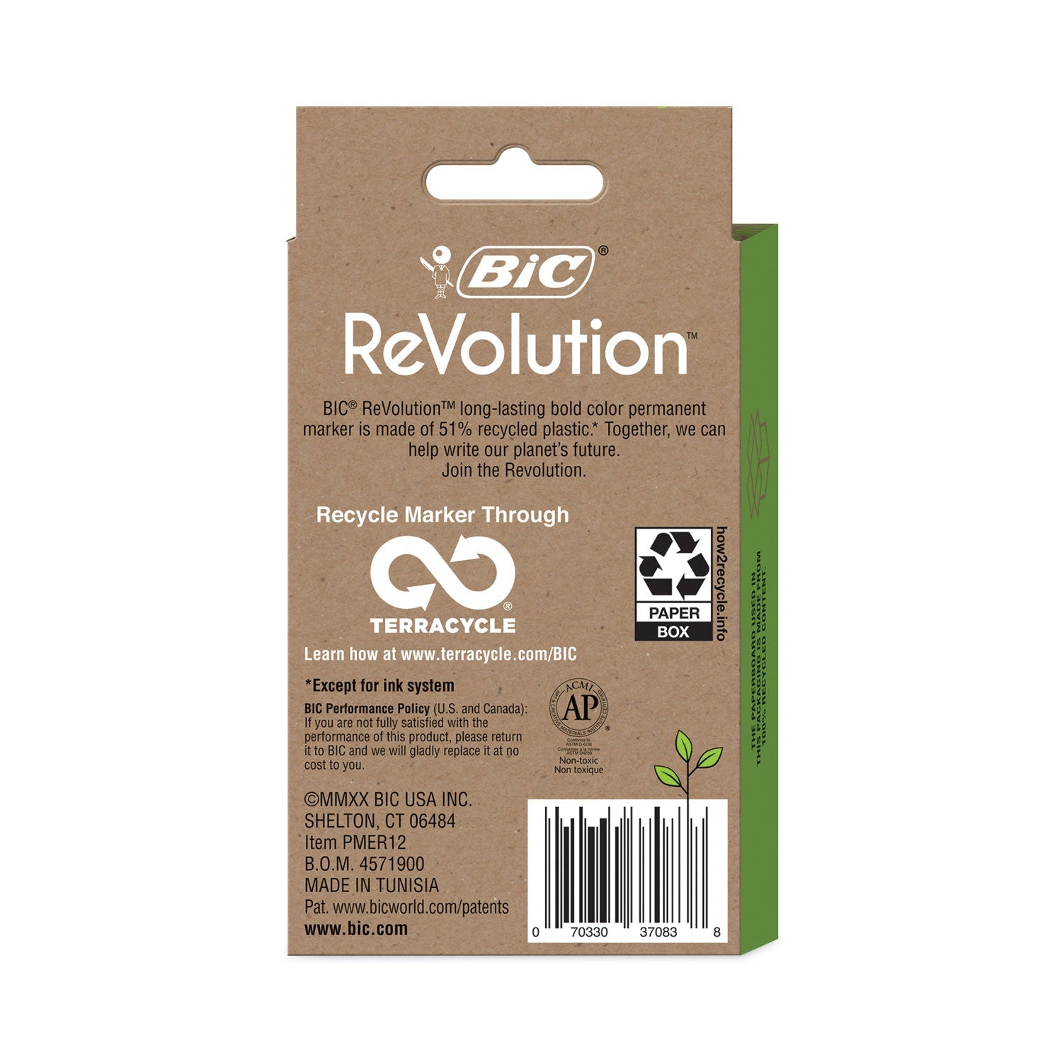 BIC ReVolution Permanent Markers, Fine Bullet Tip, Assorted Colors, Dozen
