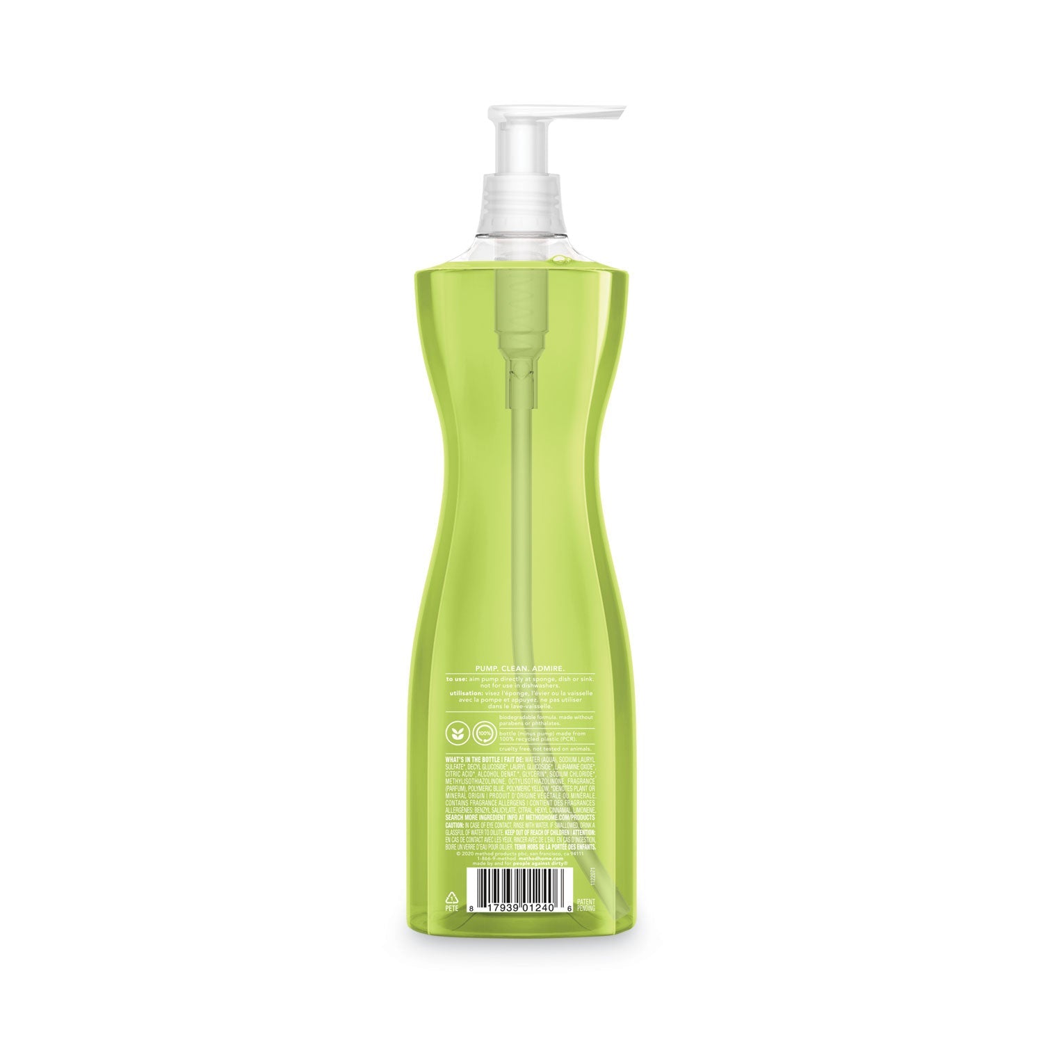 Method Dish Soap Pump, Hour-Glass Bottle Shape, Lime and Sea Salt Scent, 18 oz Pump Bottle, 6/Carton