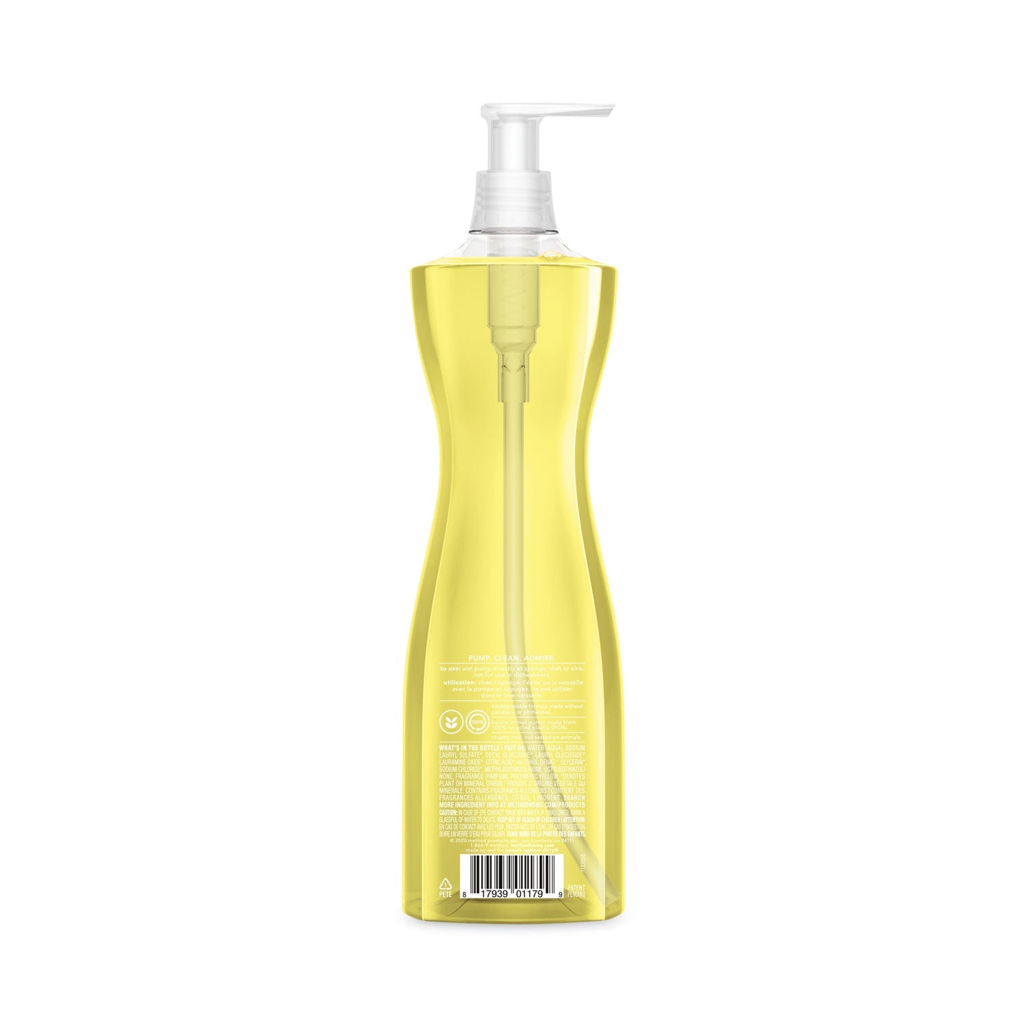 Method Dish Soap Pump, Hour-Glass Bottle Shape, Lemon Mint Scent, 18 oz Pump Bottle
