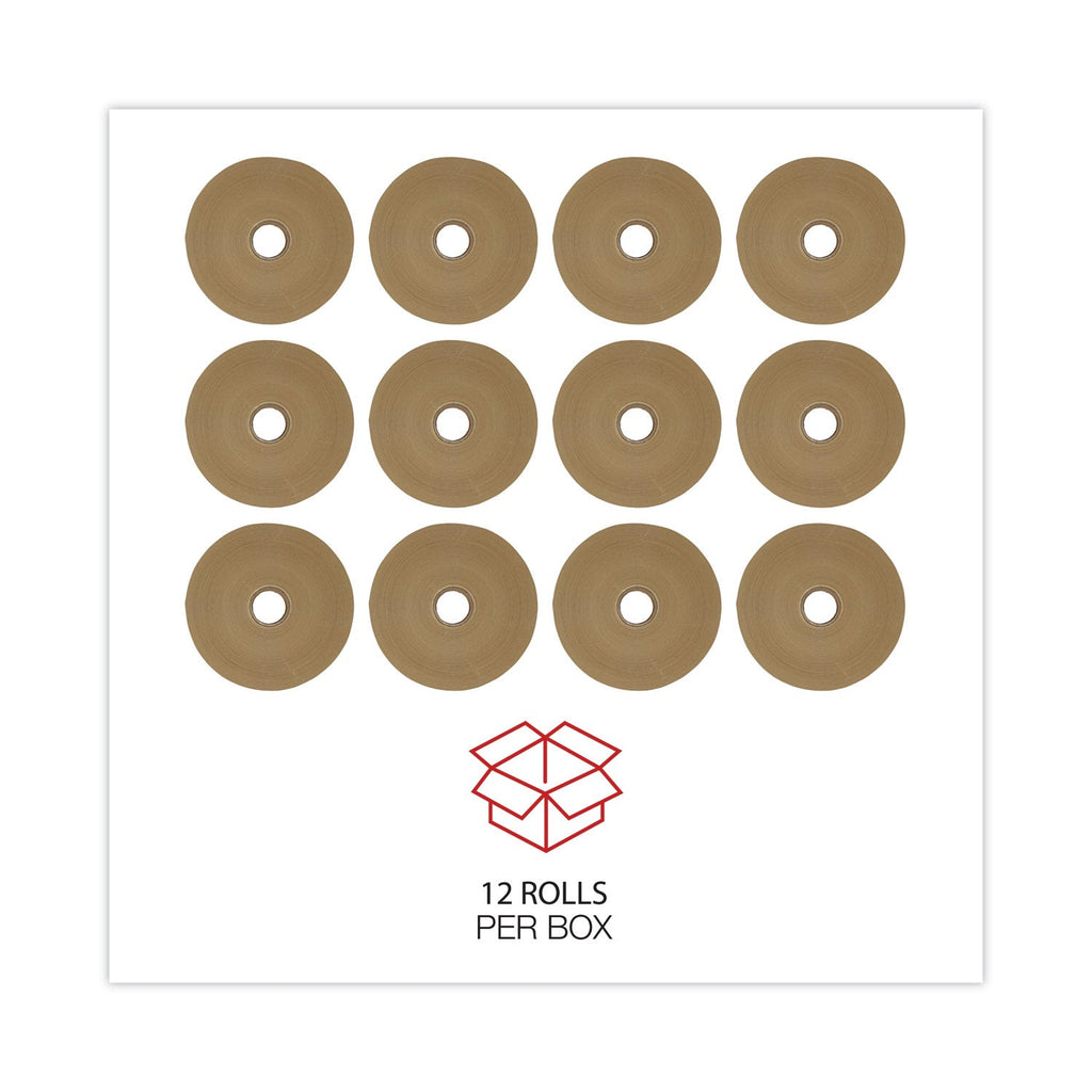 General Supply Gummed Kraft Sealing Tape, 3" Core, 2" x 600 ft, Brown, 12/Carton