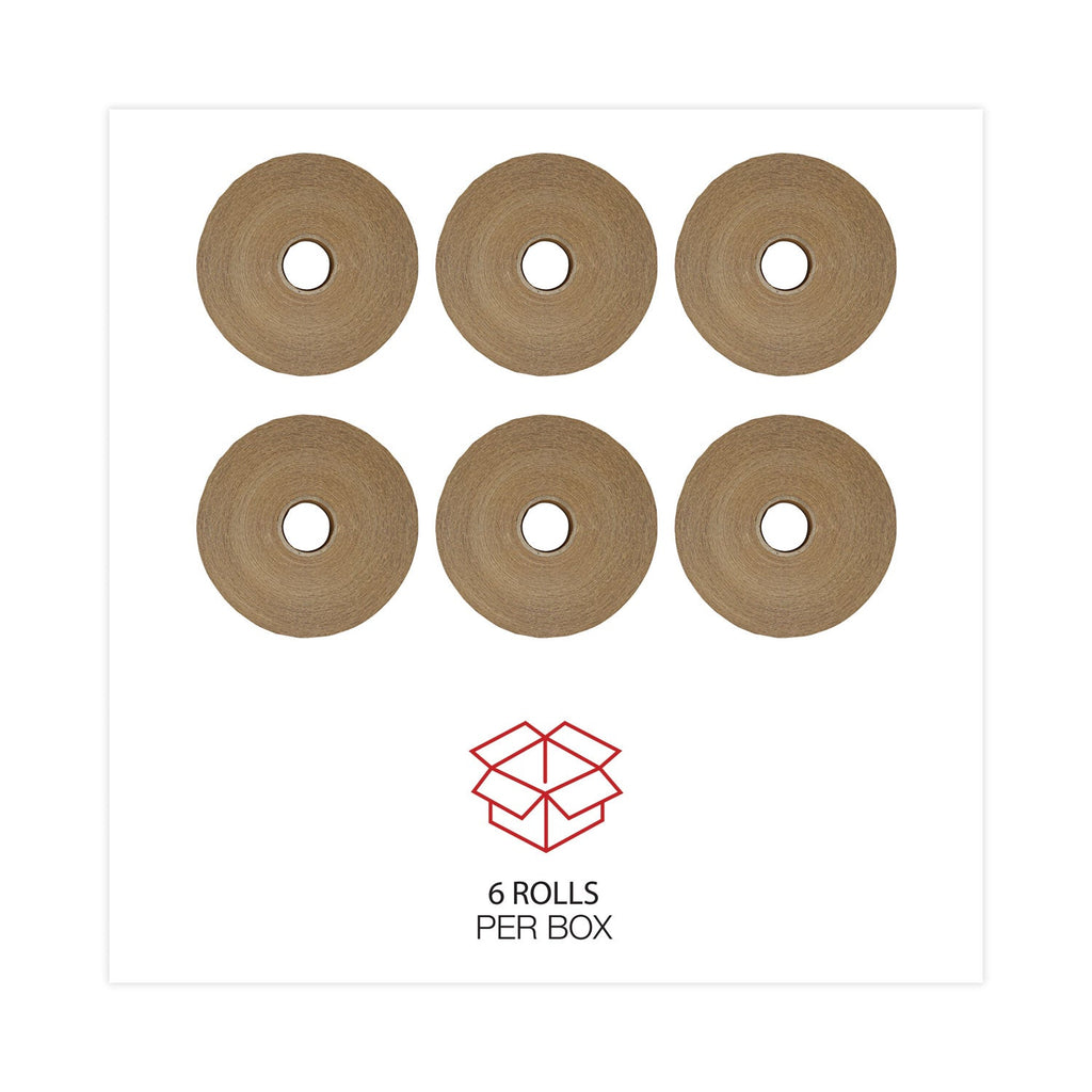 General Supply Glass-Fiber Reinforced Gummed Kraft Sealing Tape, 3" Core, 3" x 375 ft, Brown, 8/Carton