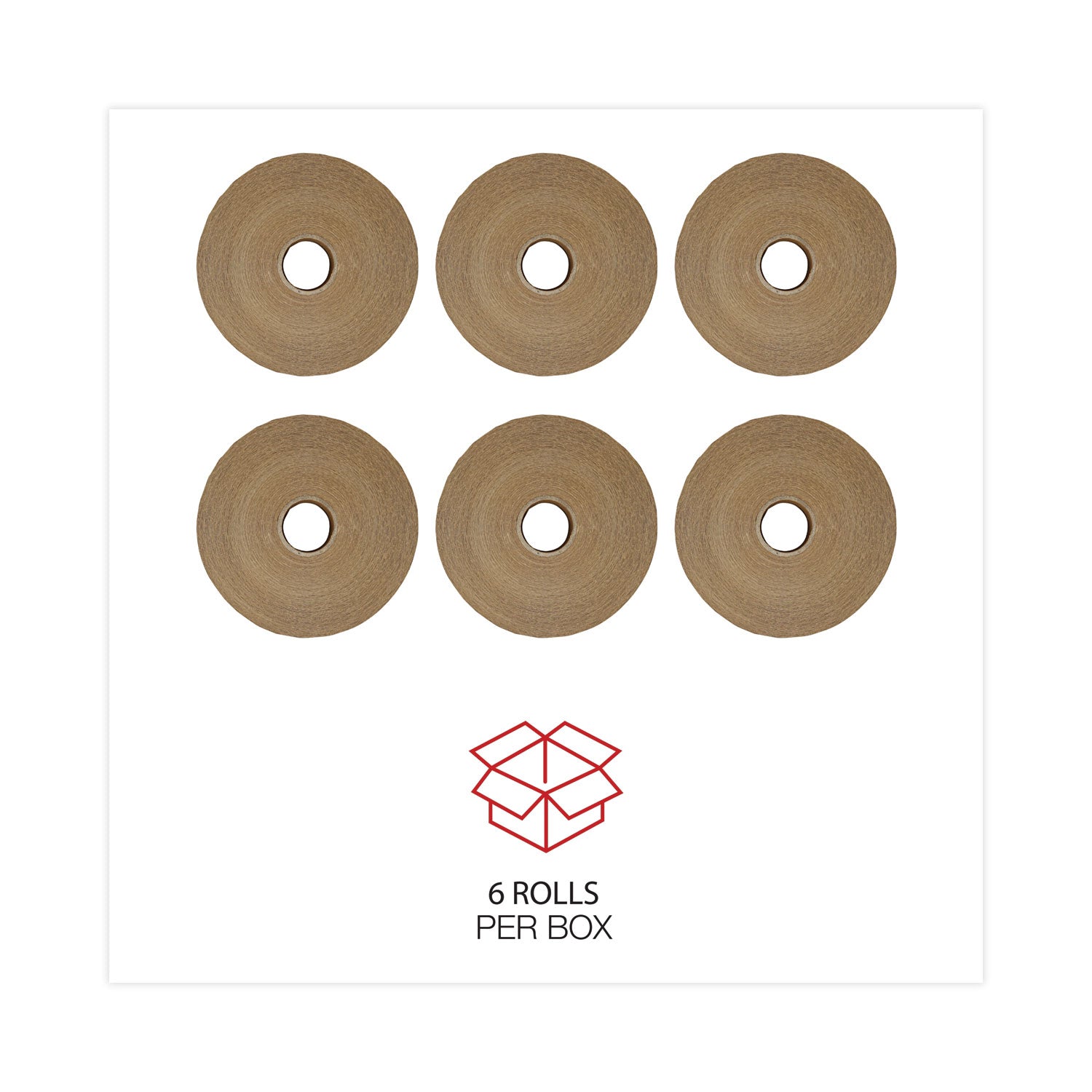 General Supply Glass-Fiber Reinforced Gummed Kraft Sealing Tape, 3" Core, 3" x 375 ft, Brown, 8/Carton