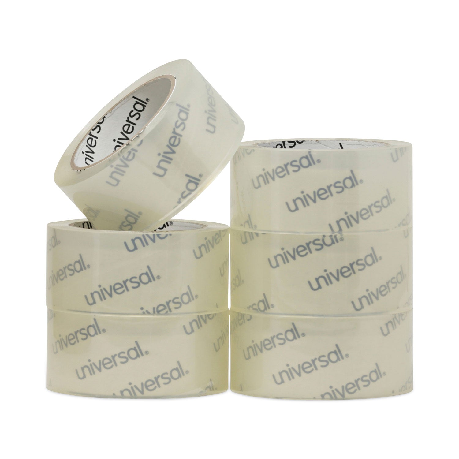 Universal Heavy-Duty Acrylic Box Sealing Tape, 3" Core, 1.88" x 54.6 yds, Clear, 6/Pack