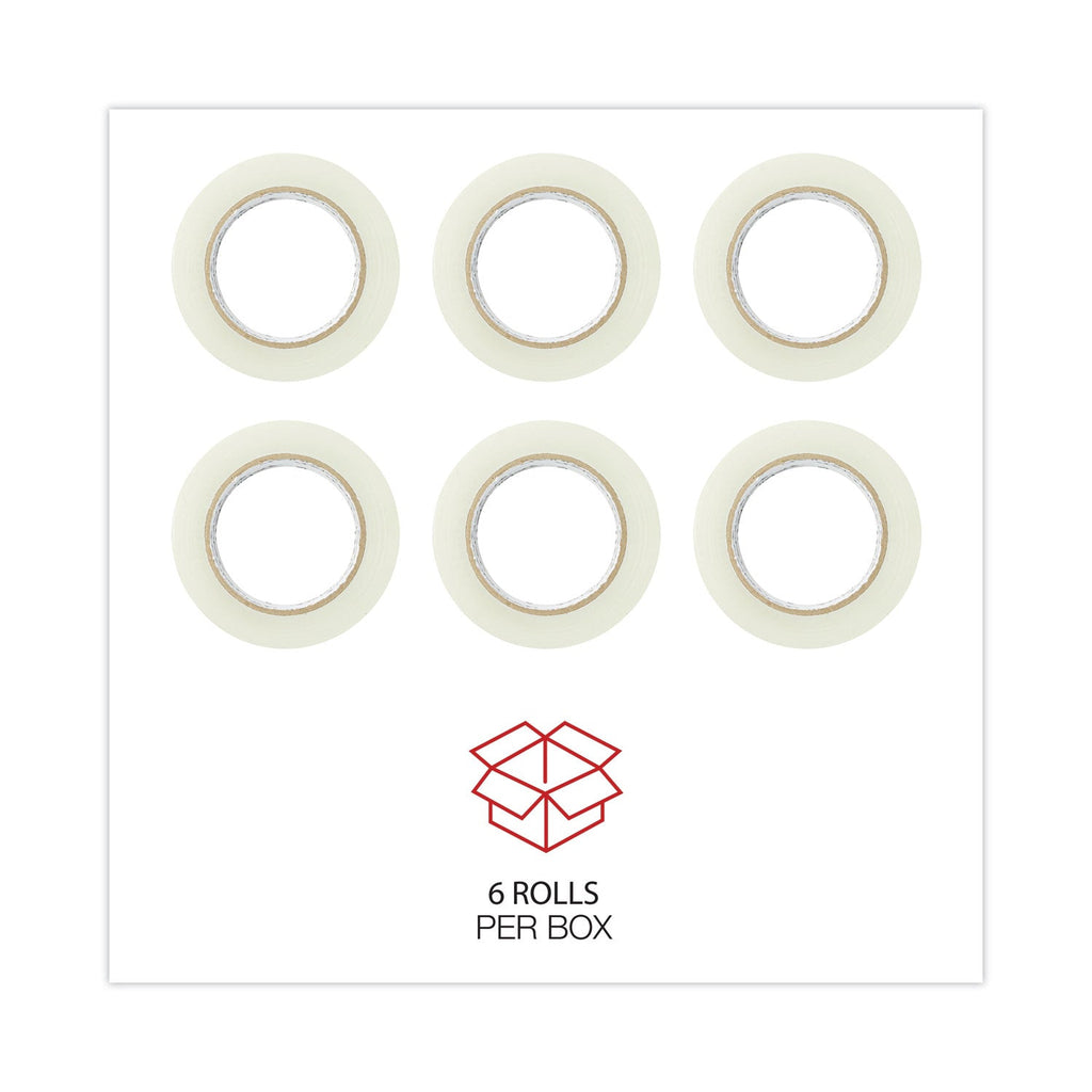 Universal Deluxe General-Purpose Acrylic Box Sealing Tape, 2 mil, 3" Core, 1.88" x 110 yds, Clear, 6/Pack