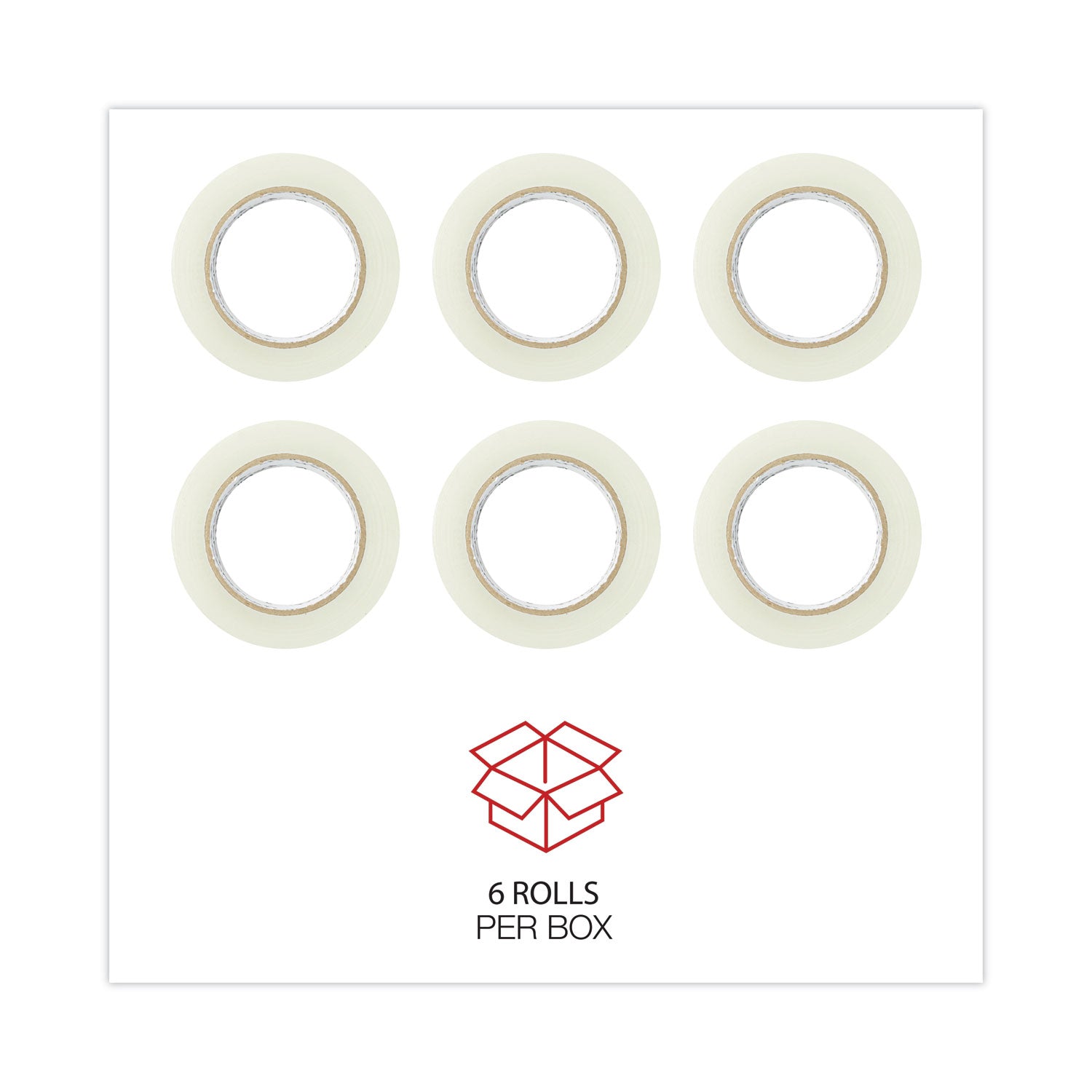 Universal Deluxe General-Purpose Acrylic Box Sealing Tape, 2 mil, 3" Core, 1.88" x 110 yds, Clear, 6/Pack