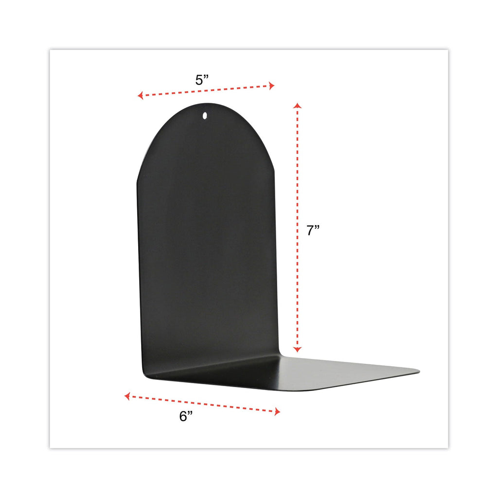 Universal Magnetic Bookends, 6 x 5 x 7, Metal, Black, 1 Pair