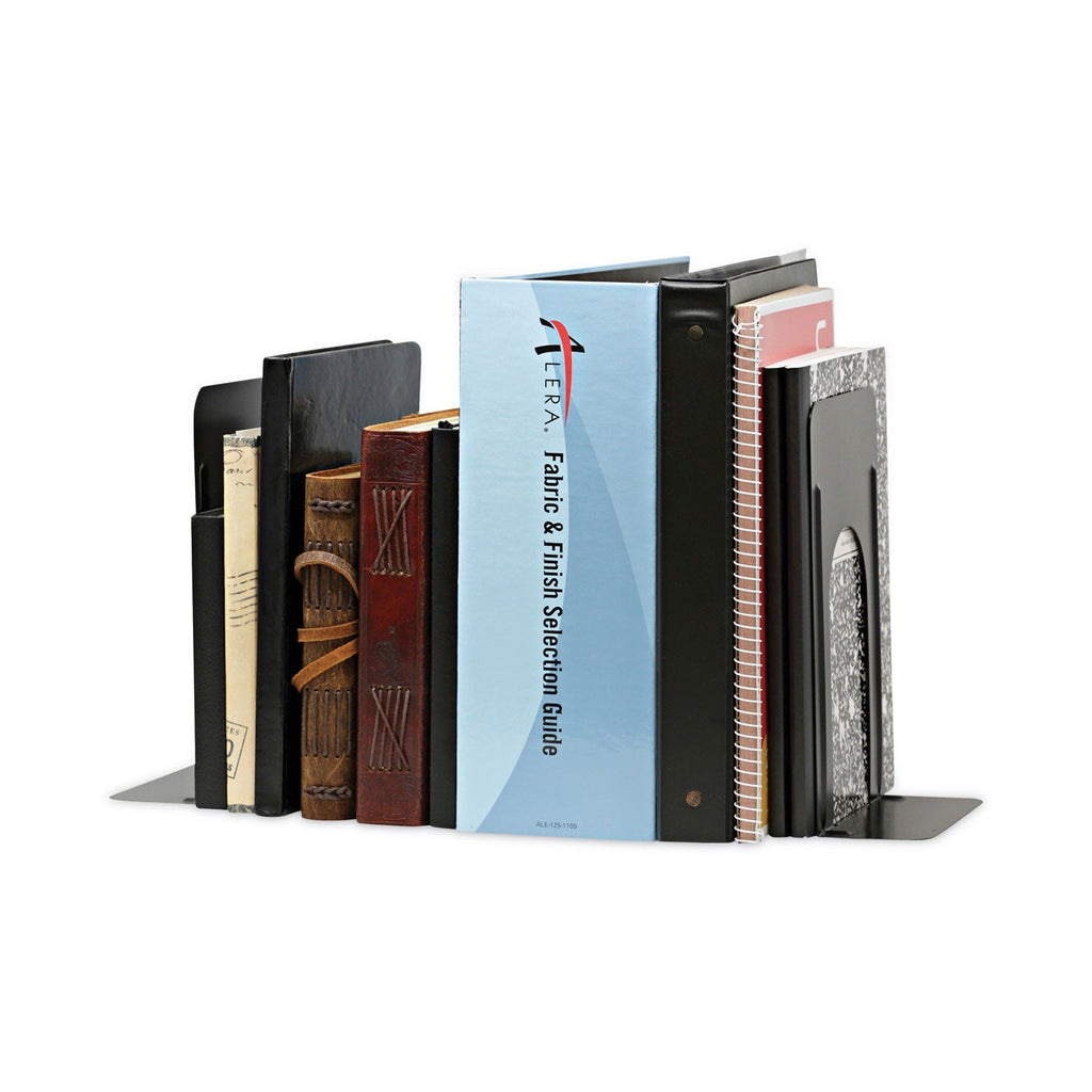 Universal Economy Bookends, Standard, 5.88 x 8.25 x 9, Heavy Gauge Steel, Black, 1 Pair