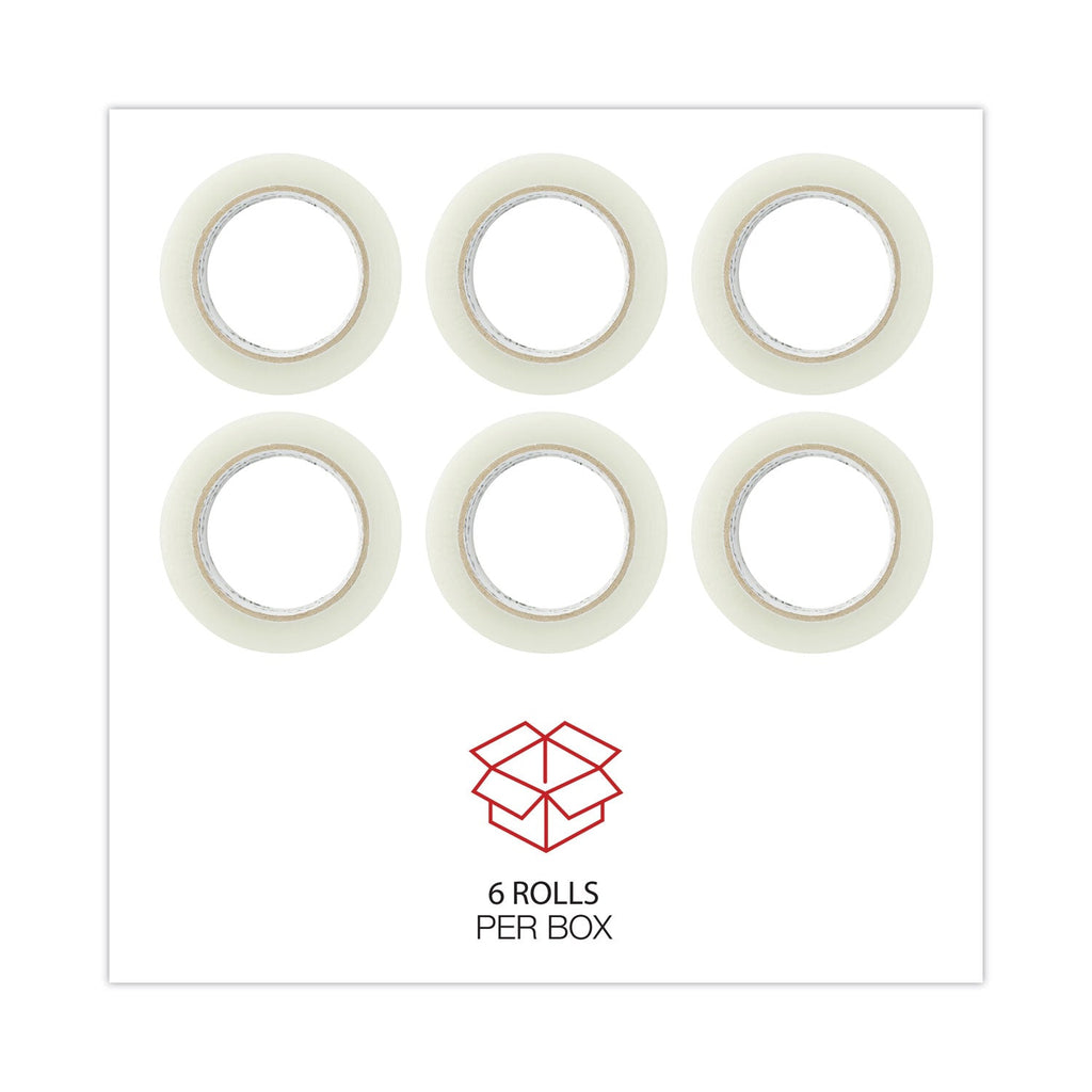 Universal Deluxe General-Purpose Acrylic Box Sealing Tape, 1.7 mil, 3" Core, 1.88" x 110 yds, Clear, 6/Pack