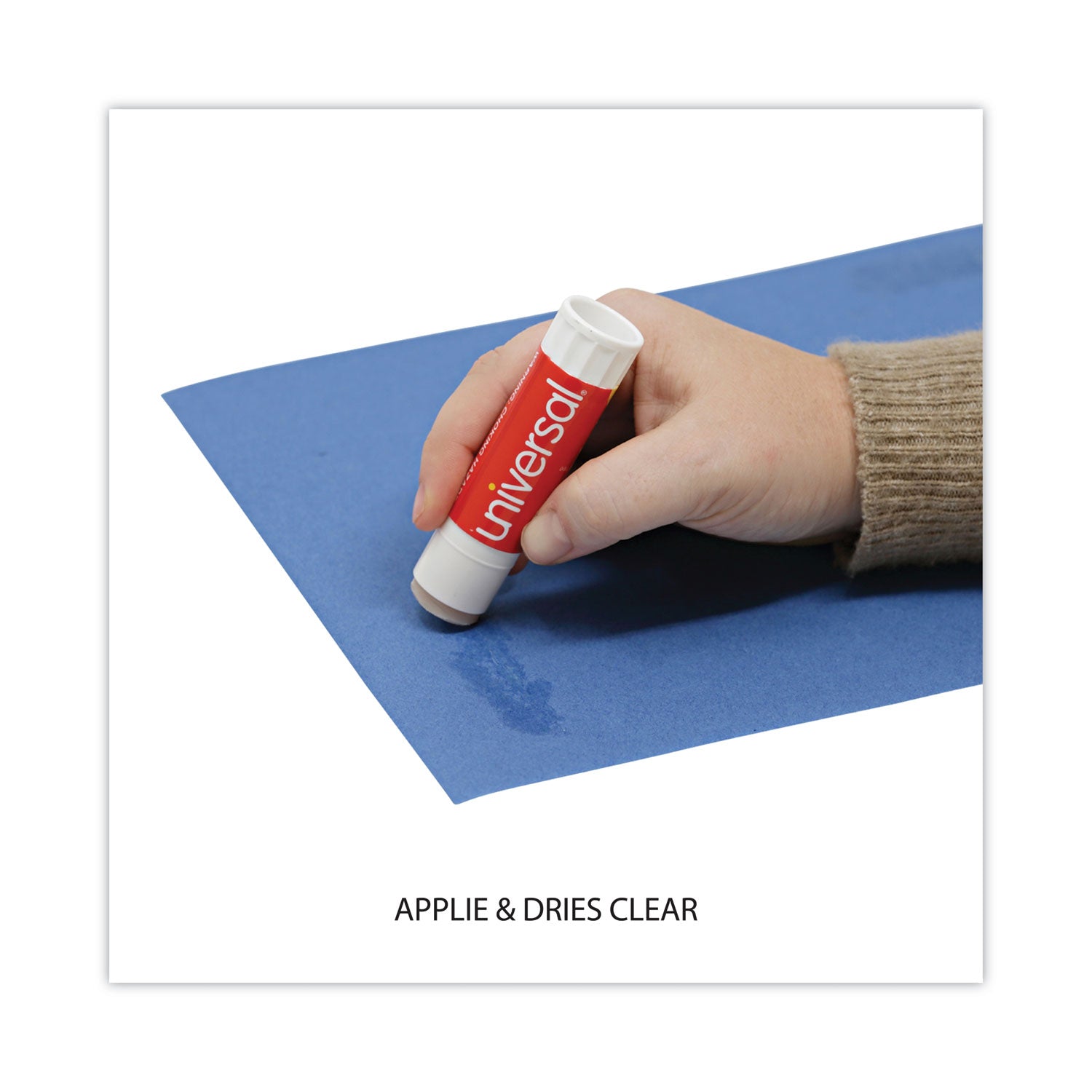 Universal Glue Stick, 1.3 oz, Applies Purple, Dries Clear, 12/Pack