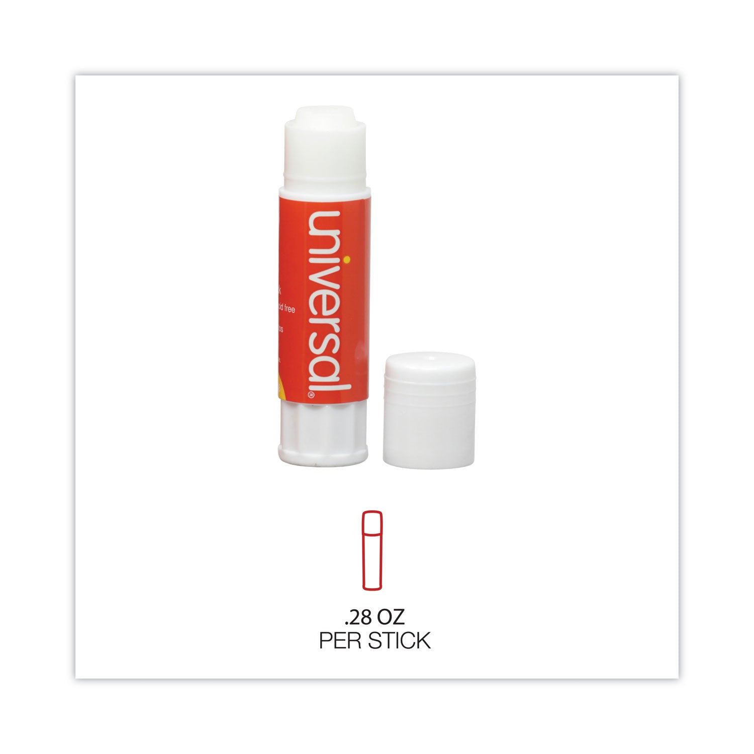 Universal Glue Stick, 0.28 oz, Applies and Dries Clear, 12/Pack