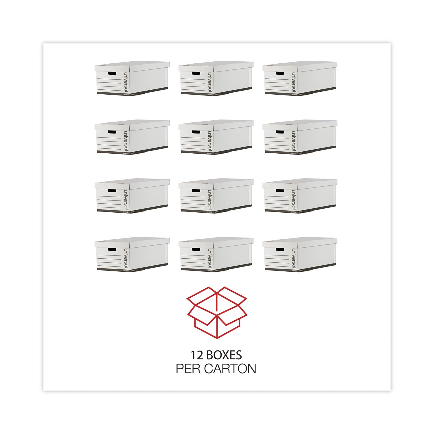 Universal Medium-Duty Easy Assembly Storage Box, Legal Files, White, 12/Carton