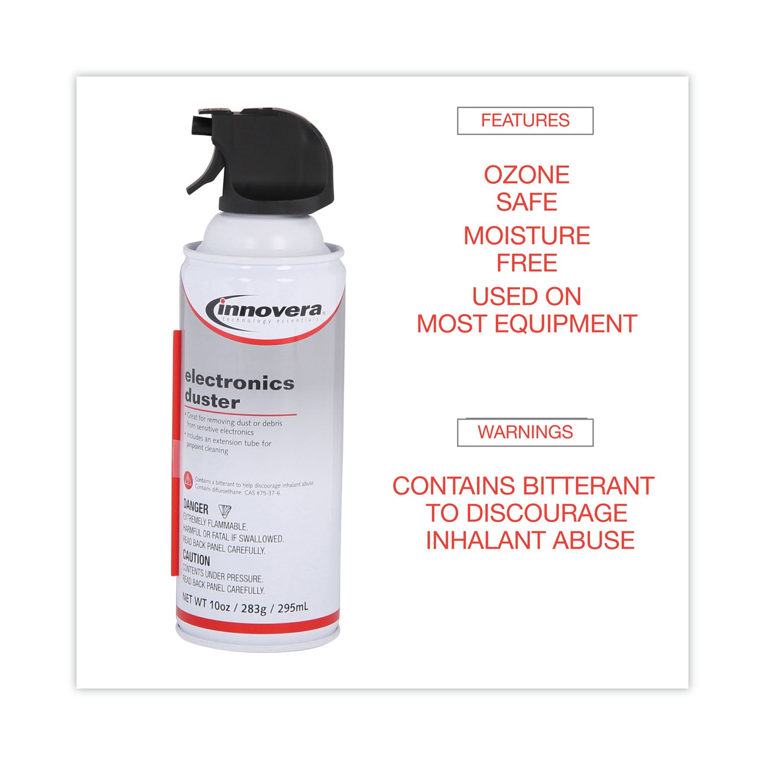 Innovera Compressed Air Duster Cleaner, 10 oz Can