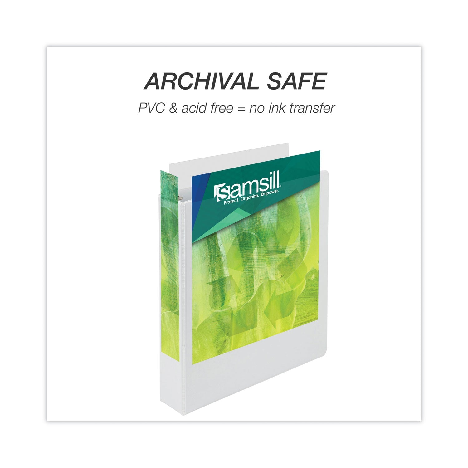 Samsill Earth's Choice Biobased Round Ring View Binder, 3 Rings, 1.5" Capacity, 11 x 8.5, White