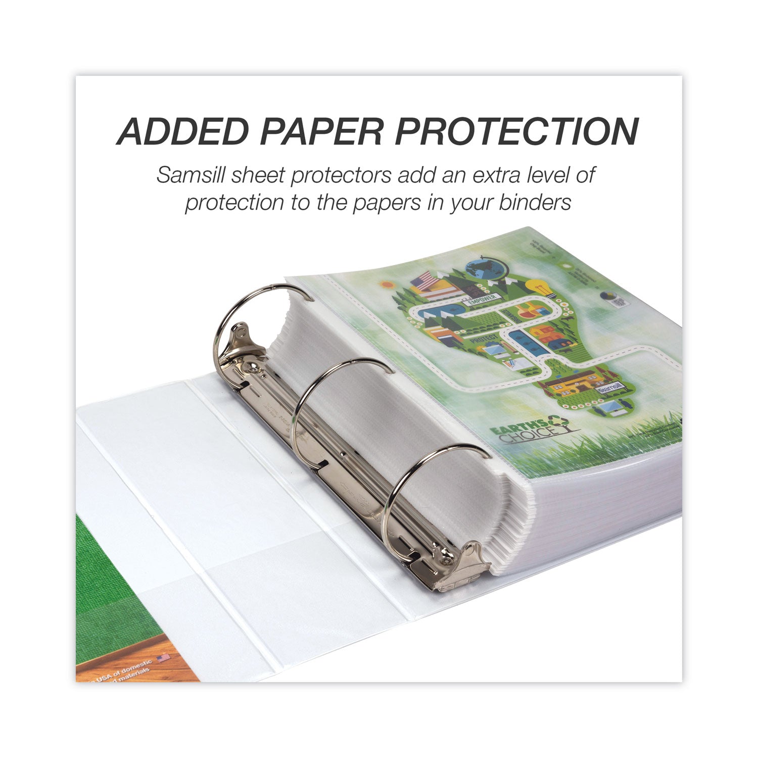 Samsill Earth's Choice Biobased Round Ring View Binder, 3 Rings, 4" Capacity, 11 x 8.5, White