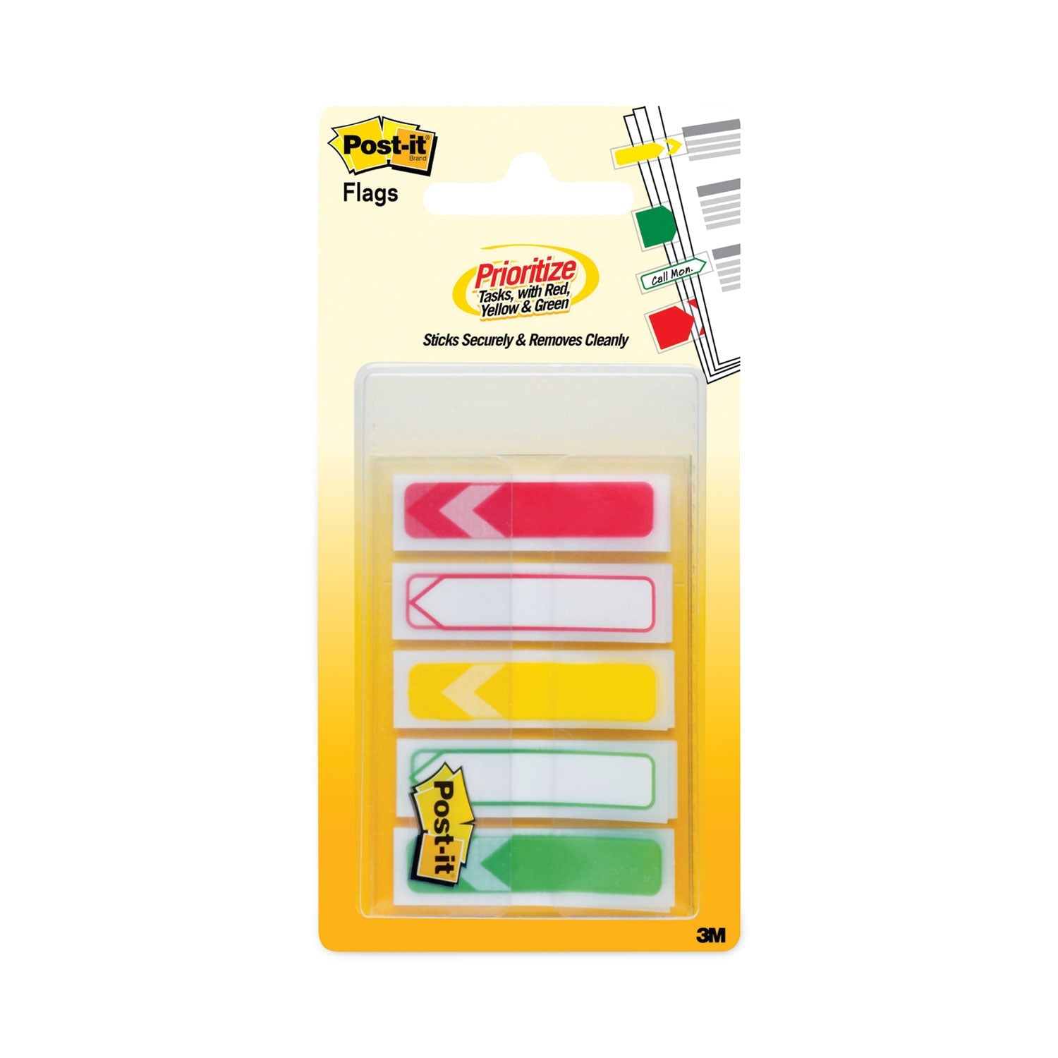 Post-it Arrow 0.5" Prioritization Page Flags, Red/Yellow/Green, 100/Pack