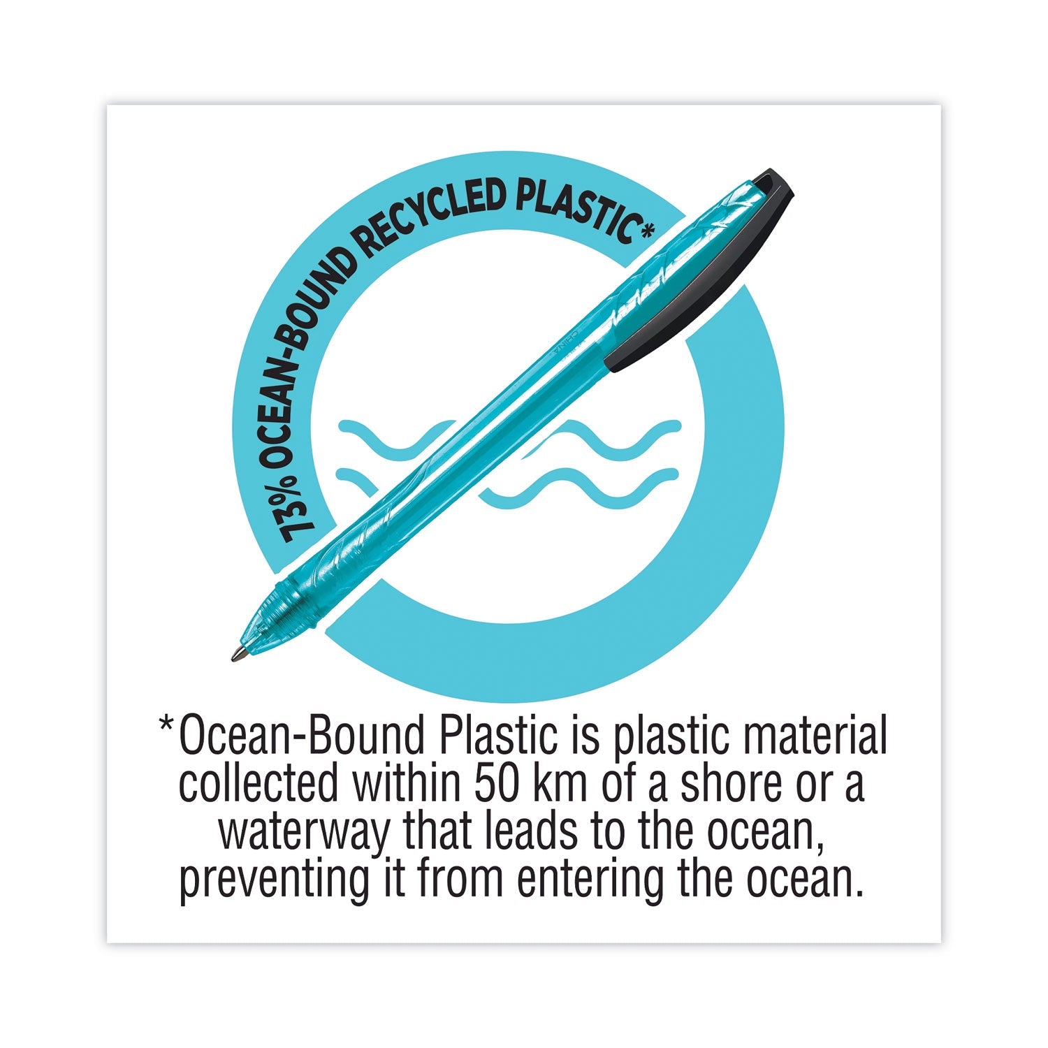 BIC ReVolution Ocean Bound Ballpoint Pen, Retractable, Medium 1 mm, Blue Ink/Translucent Blue Barrel, Dozen