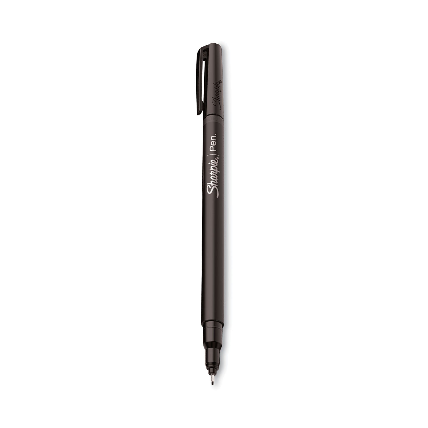 Sharpie Water-Resistant Ink Porous Point Pen, Stick, Fine 0.4 mm, Black Ink, Black/Gray Barrel, Dozen