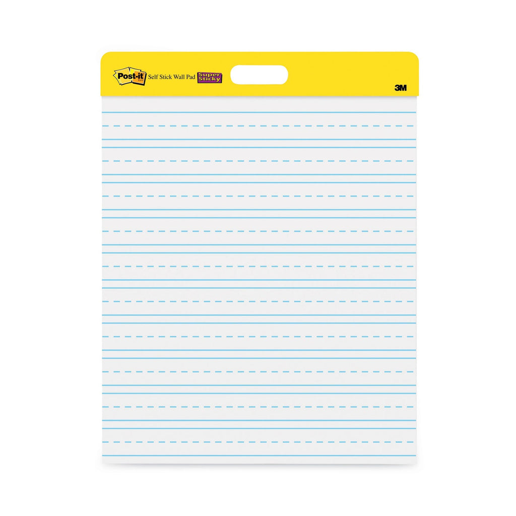 Post-it Self-Stick Wall Pad, Manuscript Format (Primary 3" Rule), 20 x 23, White, 20 Sheets, 2/Pack