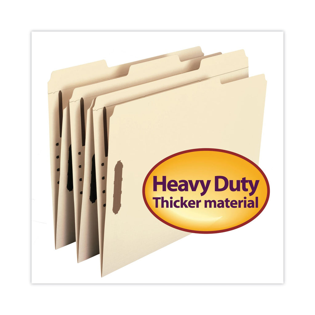 Smead Top Tab Heavyweight Manila Fastener Folders, 2 Fasteners, Letter Size, Manila Exterior, 50/Box