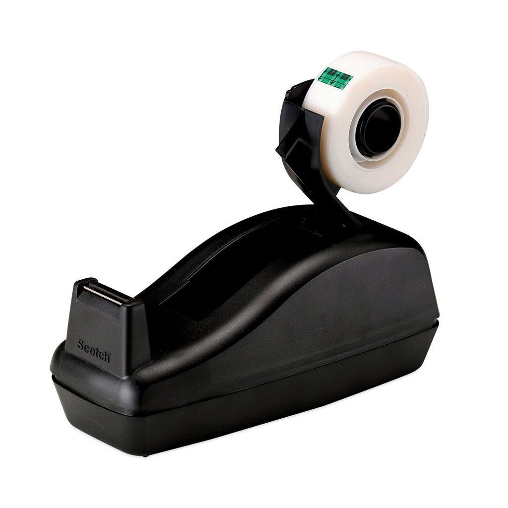 Scotch Deluxe Desktop Tape Dispenser, Heavily Weighted, Attached 1" Core, Black